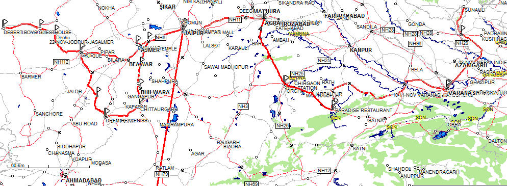 unsere Route in Nordindien